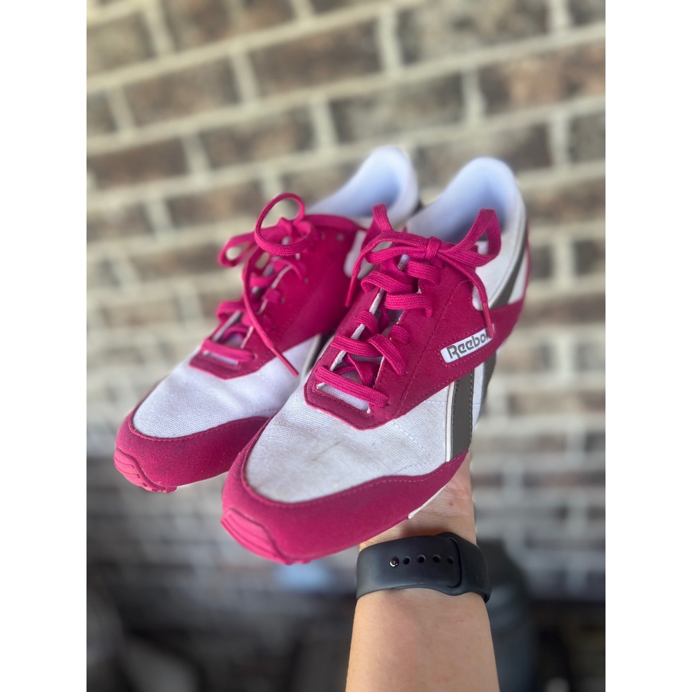 Reebok Classic Magenta White Grey Canvas Suede Low Top Sneakers Shoes